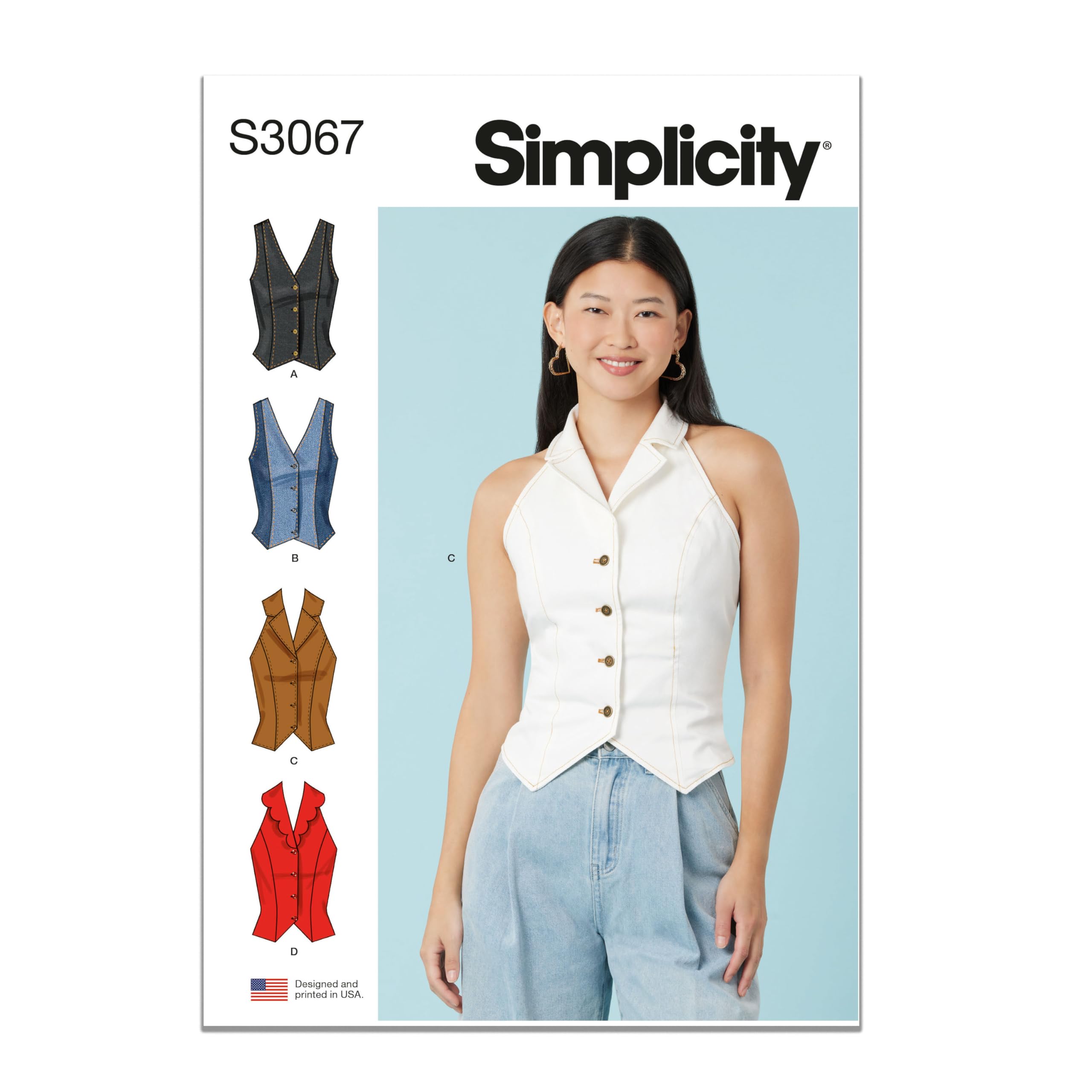 Amazon.com: Simplicity SS3067H5 Misses' Vest Style Tops Sewing